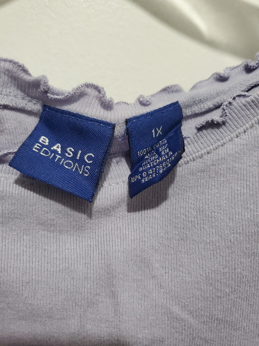 Basic Editions Light Lavender Long-Sleeve Ruffle-Edge Top - Picture 5 of 7